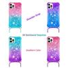 Girls Shoulder Strap Clear Gradient Liquid Quicksand Glitter Love Sequins Crossbody Phone Case For iPhone Samsung Xiaomi Huawei Silicone Bumper Cover