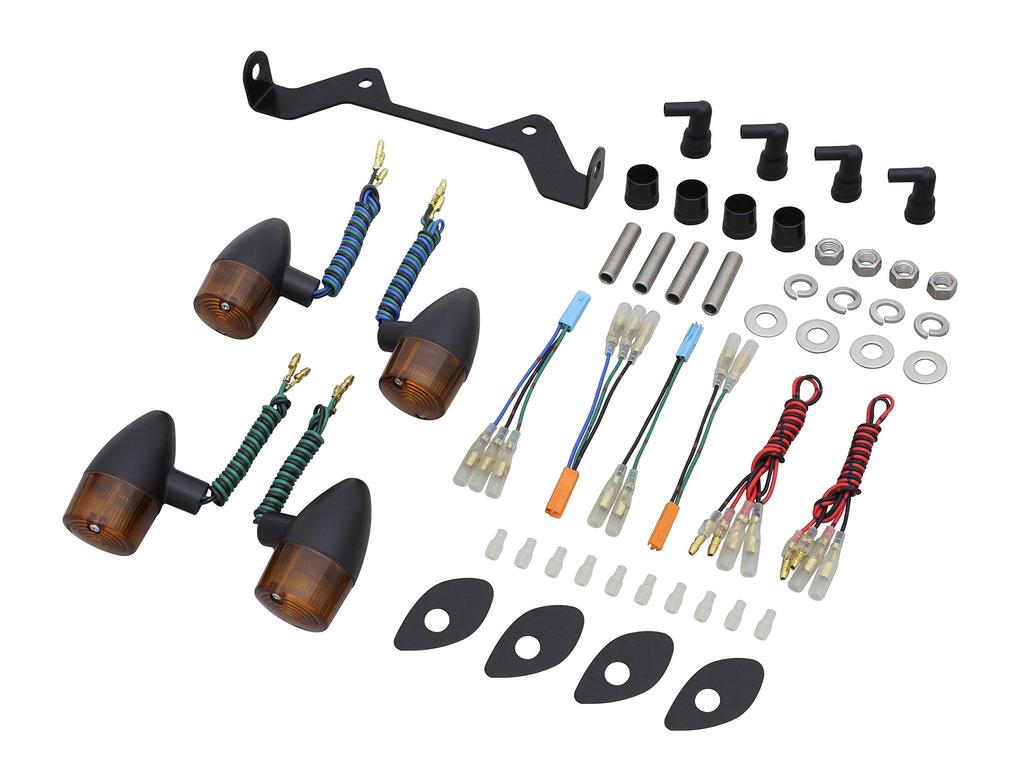 POSH FAITH Motorcycle Turn Signal Classic Turn Signal Kit for Honda Rebel 250 Black Body with Orange Part Number Kit, Bullet-Type (2017-2019), Lenses,