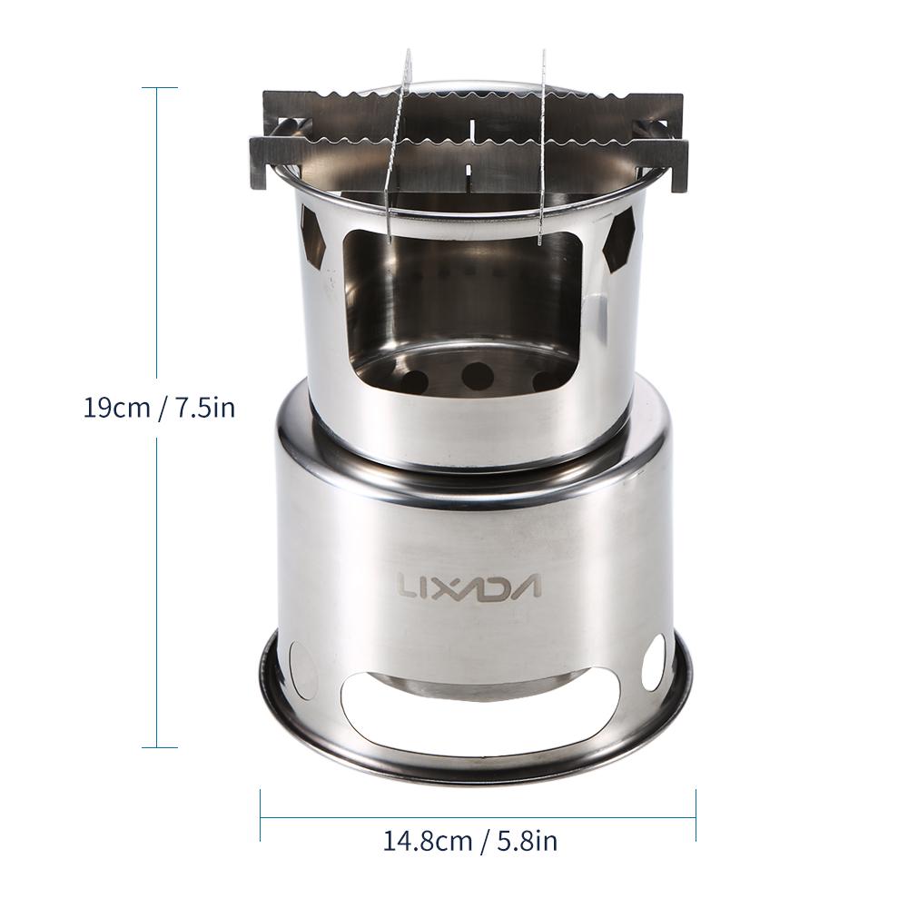 Lixada Портативная складная дровяная печь, легкая уличная легкая нержавеющая сталь для пикника, кемпинга, приготовления пищи на дровах