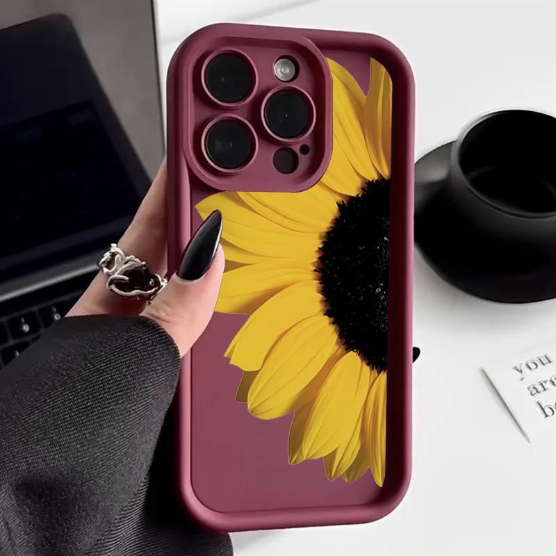 Чехол для телефона с цветочным принтом под подсолнух и леопарда для серий iPhone 17 16 15 14 13 12 11 Pro Max Plus Двухслойная защита