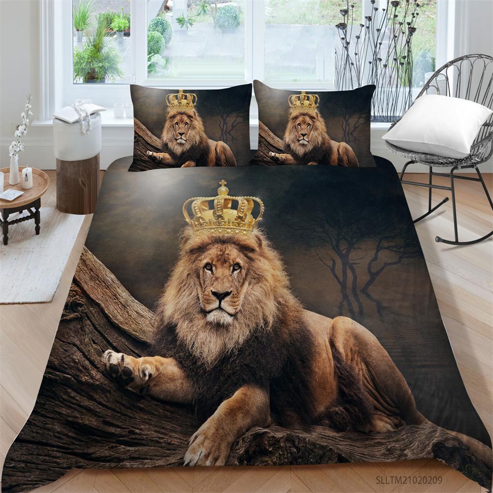 Новинка 2023 года, стильные комплекты постельного белья с 3D принтом льва, постельное белье с животными, стильное домашнее, спальное, детское покрывало, пододеяльник из микрофибры
