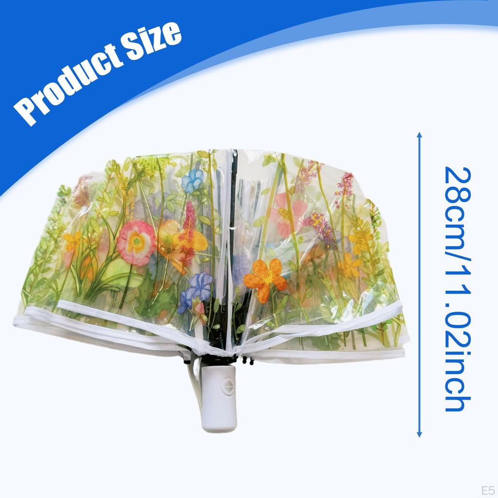 Clear Canopy Umbrella for Travel, Compact Flower Design Kids And Women