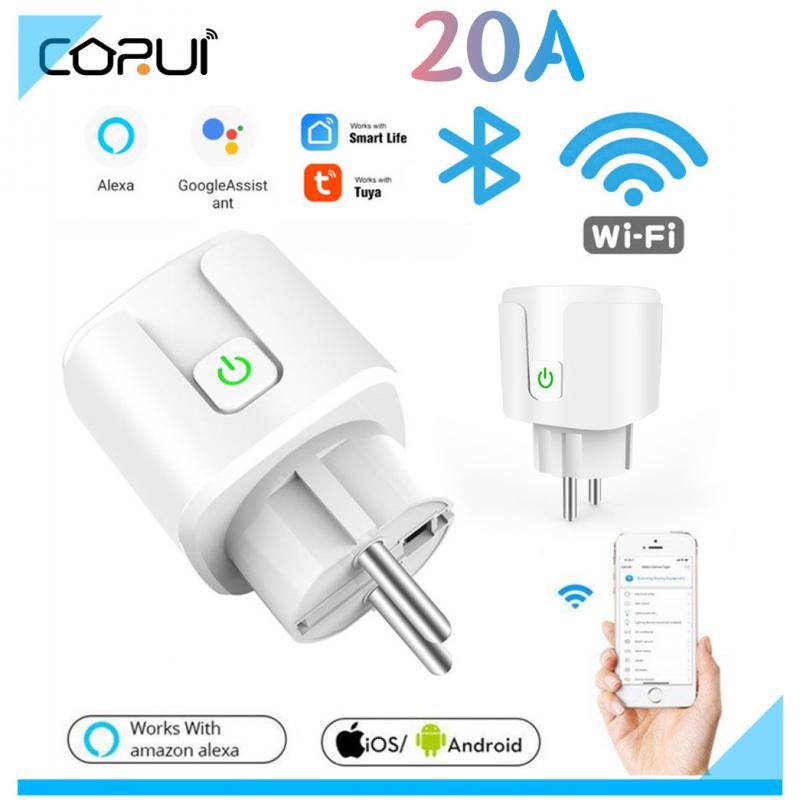 Coeui 20a EU Wi-Fi умная вилка Bluetooth беспроводная розетка с дистанционным управлением умный таймер домашний огнестойкий штекер для ПК голосовое управление