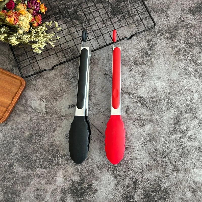 1/2 шт. Щипцы для еды из нержавеющей стали с противоскользящим теплоизоляционным силиконовым покрытием, щипцы для барбекю, инструменты для гриля, кухонные принадлежности