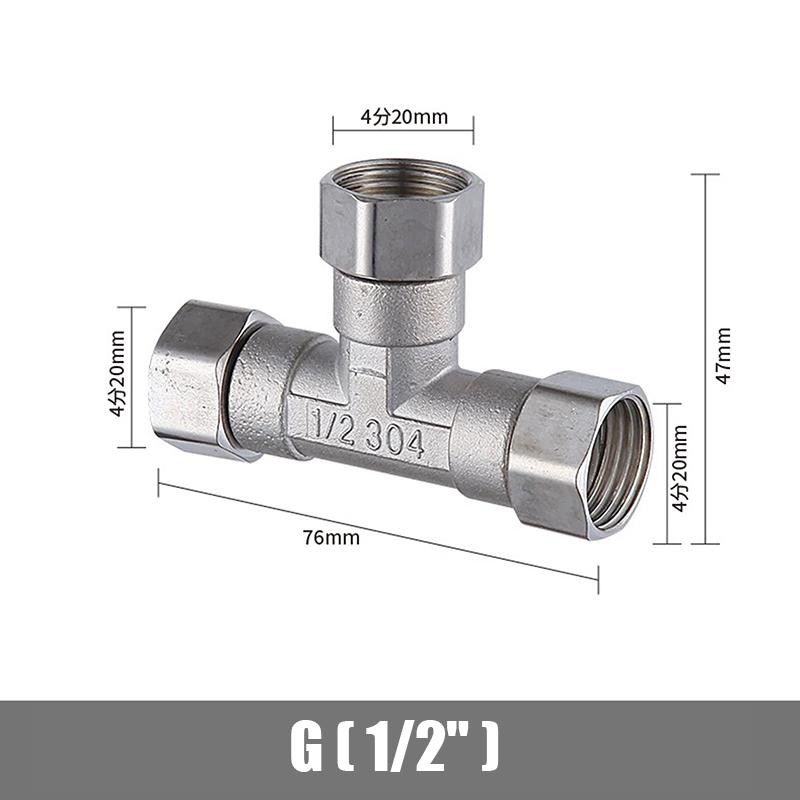Т-образный адаптер из нержавеющей стали G1/2", трехходовой разделительный клапан, соединитель-разветвитель воды для душевой насадки-биде