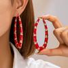Европейские геометрические эмалевые серьги: Женские серьги-кольца «Бамбуковые узлы»