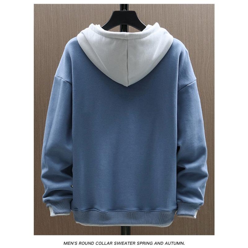 Men S Hooded Fake Two Piece Sweatshirt Japanese Casual Style