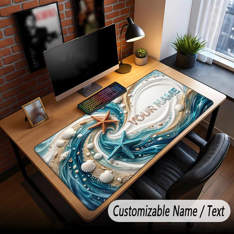 Fish Ocean Theme Custom Mouse Pad Personalized With Name Text Customized Desk Mat For Office Home Decor