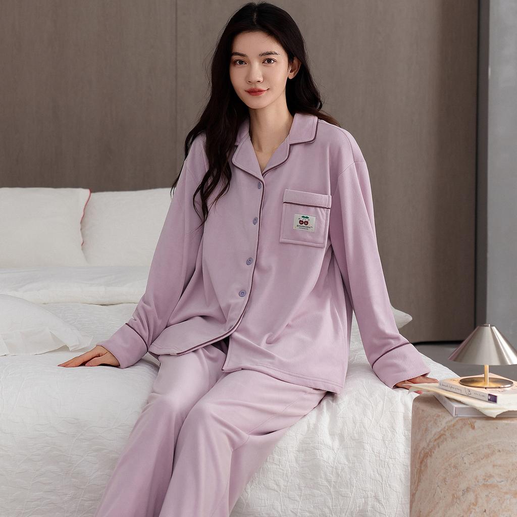 Pajamas Ladies Autumn And Winter Island Fleece Warm Long Sleeve Spring And Autumn Thickened Coral Fleece Loungewear Set