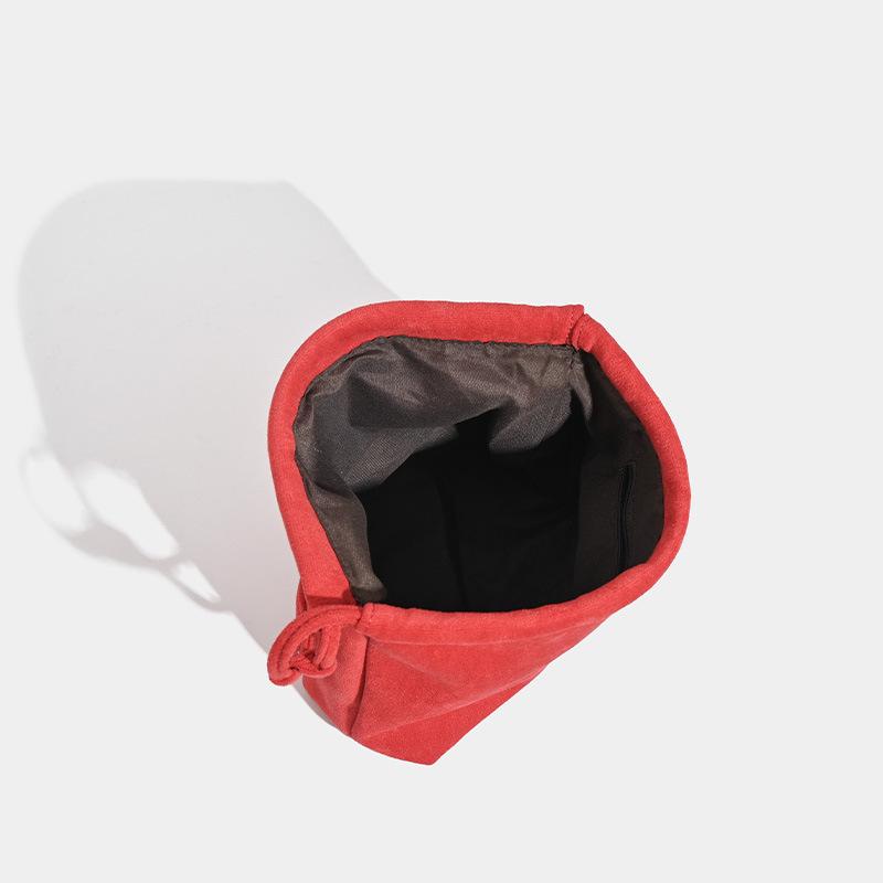 Винтажная красная замшевая сумка-ведро женская Niche брелок завязывающийся шнурок сумка через плечо