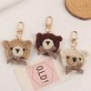 Cute Bow Tie Bear Car Keychain Pendant Small Fresh Cloth Art Bear Accessories Headphone Cover Women's Bag Decoration Girl Gift