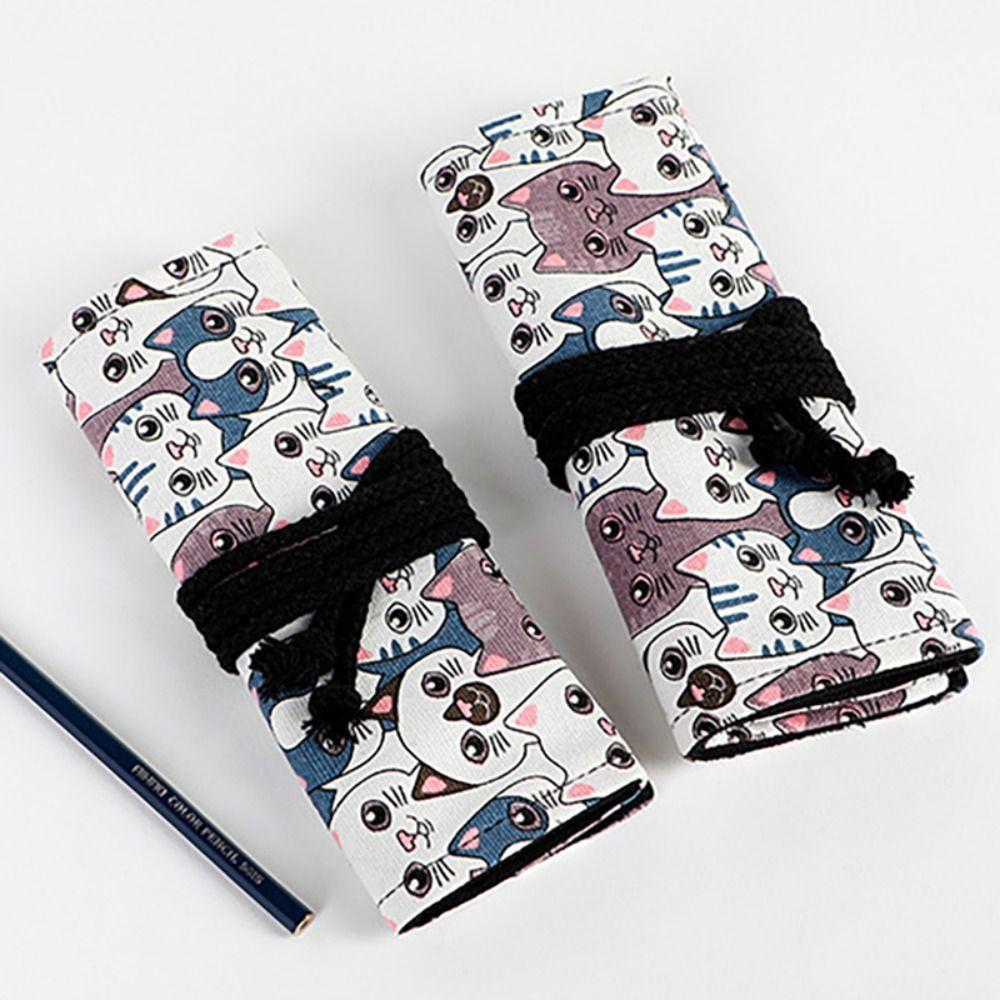 Милый кот Печать Ручка Штора Кисти Для Макияжа Хранение Ручки Футляр Модная Ручка Сумка Школа Офис