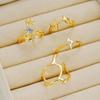 4Pcs/Set Gothic Irregular Geometric Starry Opening Rings for Women Men Fashion Personality Punk Rings Party Jewelry Accessories