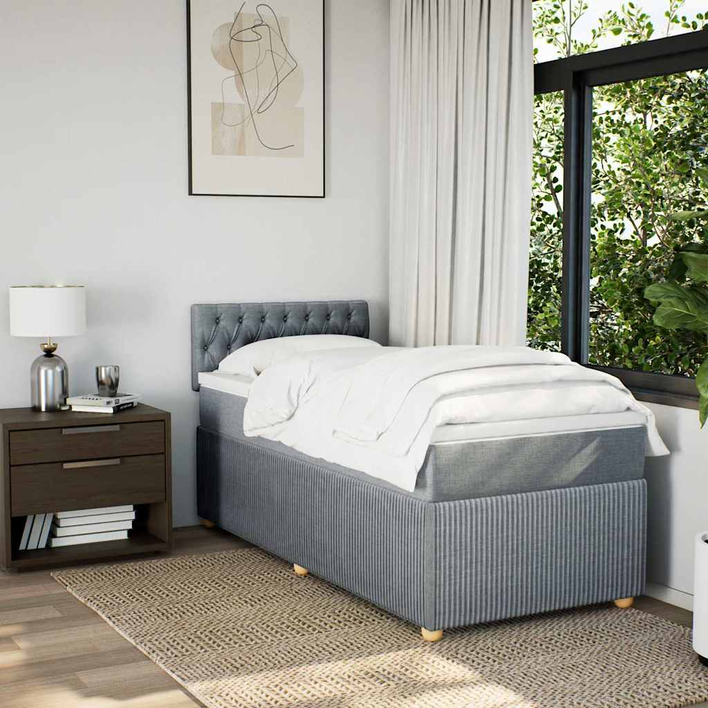 Box Spring Bed with Mattress Light Grey 90 x 190 cm Fabric