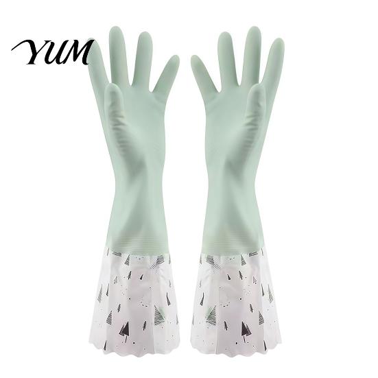 Waterproof Cleaning Gloves for Winter Long Sleeves Dishwashing Gloves, Thick Fleece Lining Non-Slip Silicone Reusable Rubber Housework Kitchen Laundry