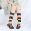 Женские модные зимние теплые вязаные полосатые радужные носки с рукавами в японском стиле, свободные носки до середины голени, эластичные гетры