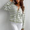 Women's Autumn And Winter Button Striped Knitted Cardigan Long Sleeve Sweater