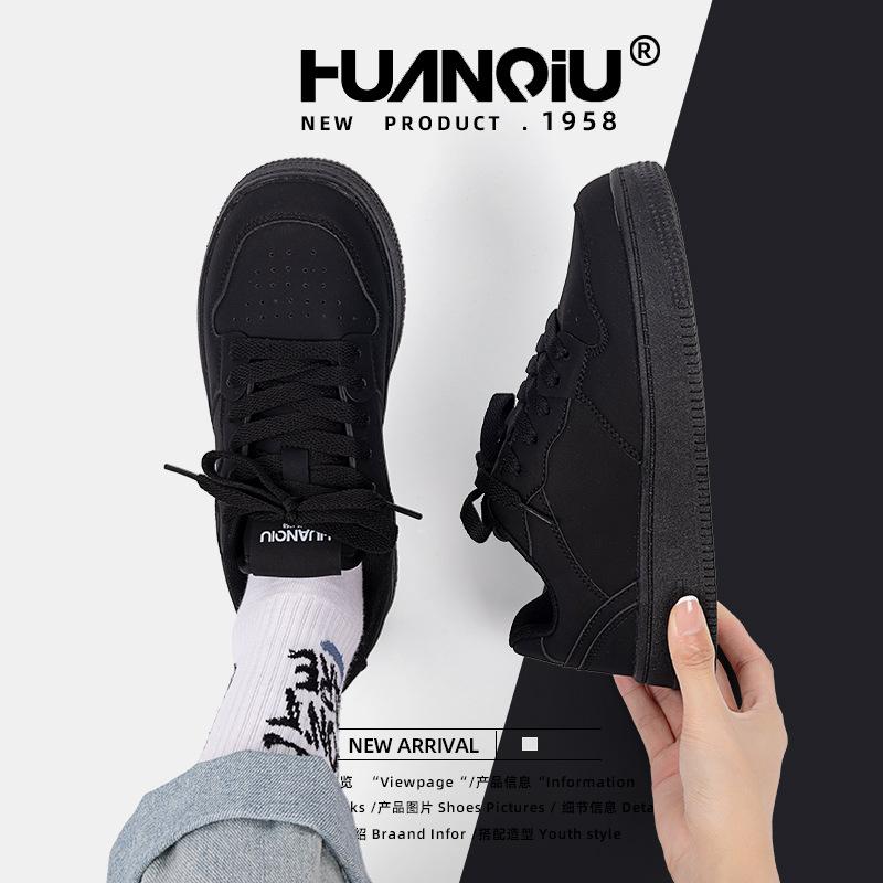Global Women's Shoes Thick Baseplate Shoes 2025 Spring New Student Trend Versatile Casual Small Black Shoes ZHQ6338