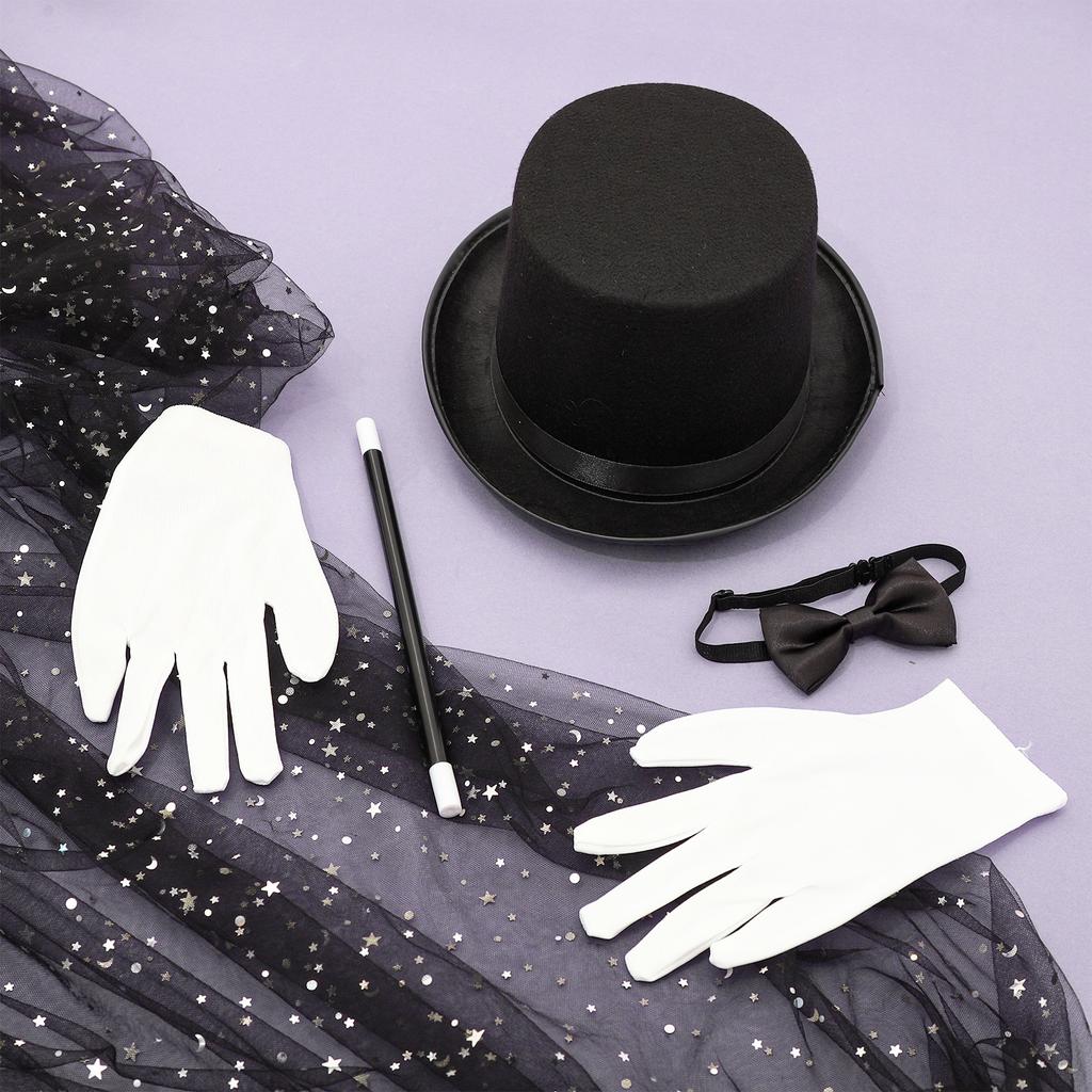Boys Girls Circus Magician Wizard Cosplay Costume Cape Hat Magic Wand Gloves Necktie Halloween Theme Party Role Play Outfits