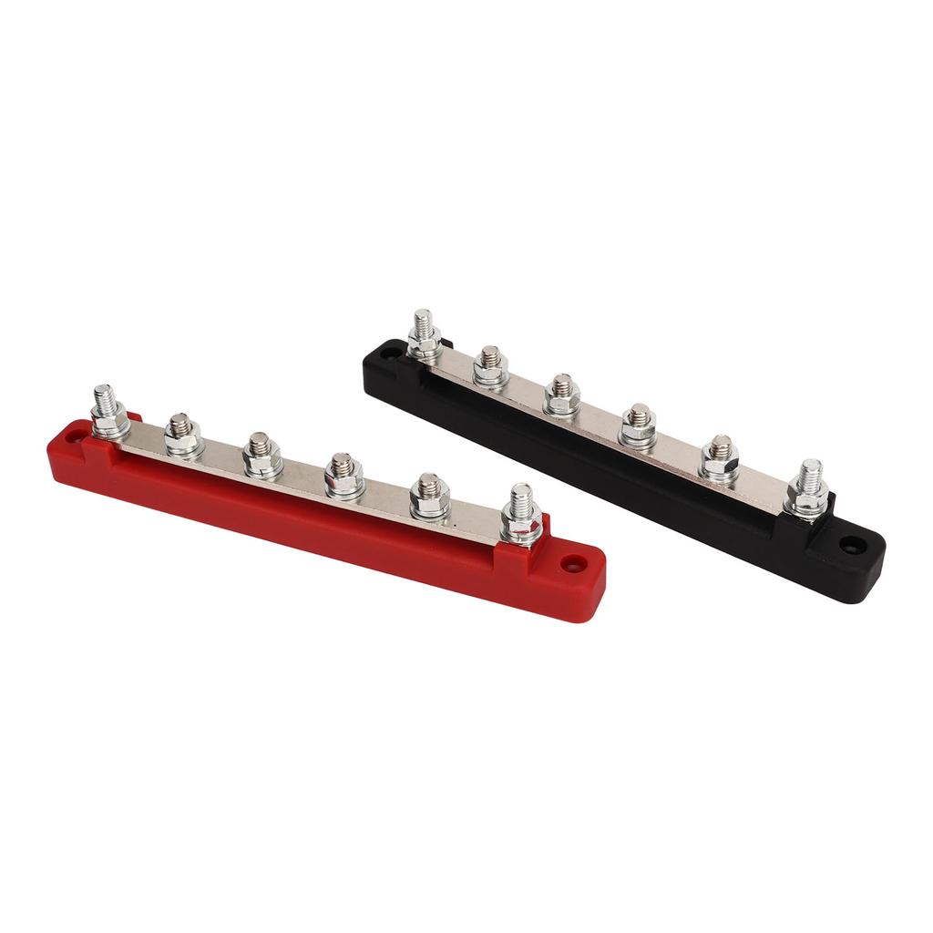 2Pcs DC12V‑48V 150A Power Distribution Block 6 Studs M6 Battery Bus Bar for Car RV Yacht Boat Black