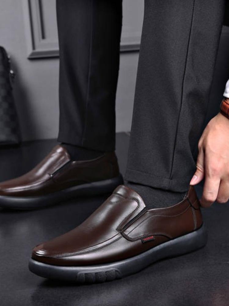 Fashion Office Chunky Male Casual Shoe Plain Moccasin In Promotion Social Cowhide Legitimate Classic Original Common Men's Leather Shoes