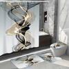 4pcs Modern Art Pattern Shower Curtain Set With 12 Hooks Non-Slip Rugs Toilet Lid Cover And Bath Mat, Waterproof Shower Curtain Bathroom