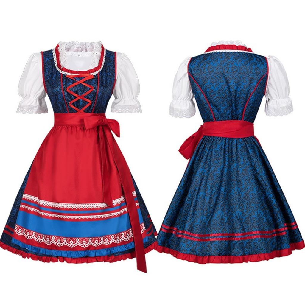 Beer Festival Costume Bavarian Women's Performance Costume Floral Print Square Neck Dress