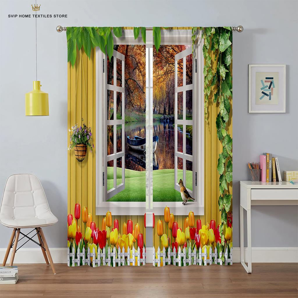 3D-печатные шторы с рисунком неба для спальни, гостиной, балкона и кухни. Украшения можно изготовить по индивидуальному заказу, 2 шт.