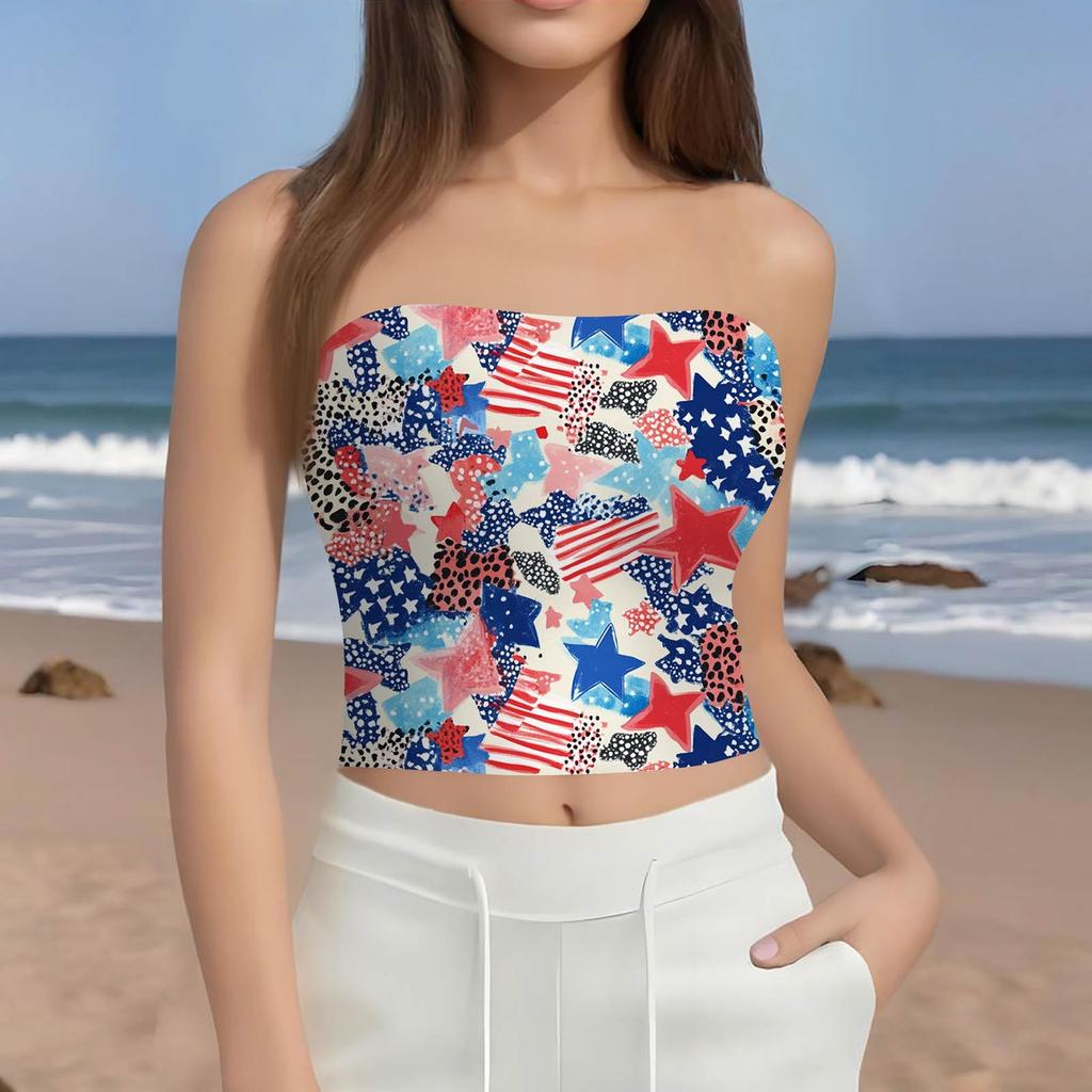 Crop Tops For Women Sexy Cami Tank Summer Tube Sleeveless Printed Camisole Shirt Vest