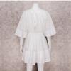 White Lace Tunic Sexy Deep V Neck Button Bikini Cover-ups Women Clothes 2022 Summer Sexy Ruffles Long Sleeves Mini Dress A1132