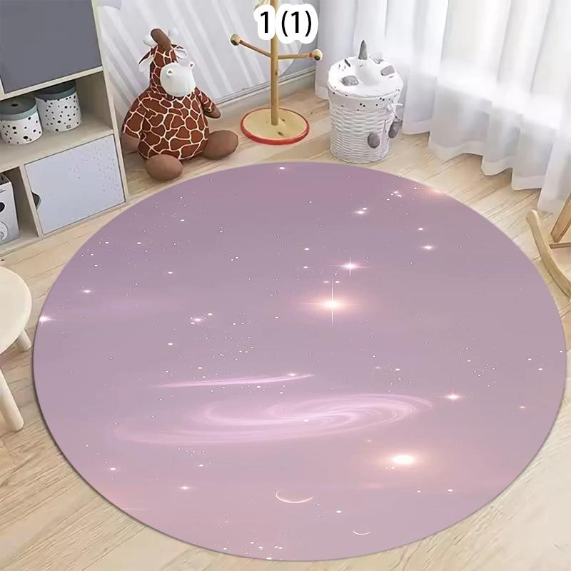 Dreamy Gradient Round Rug Soft Non-Slip Home Decor Carpet Geometric Spirals Pattern Floor Mat for Playroom Bedroom Living Room
