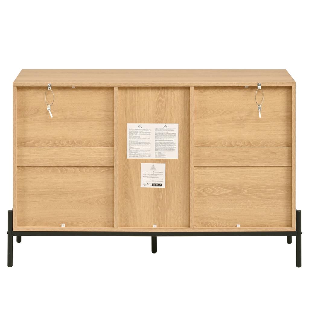 Modern Sideboard with Geometric Structure, Double Doors, Middle Drawer, Multifunctional Storage Cabinet for Living/Dining Room