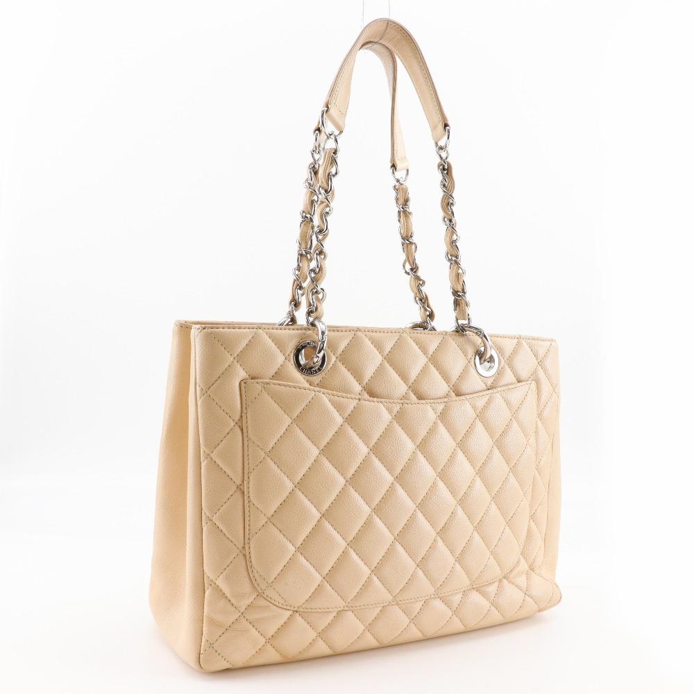 CHANEL Grand shopping tote Tote Bag A50995 GST Matelasse Chain Tote beige Caviar skin Women Used