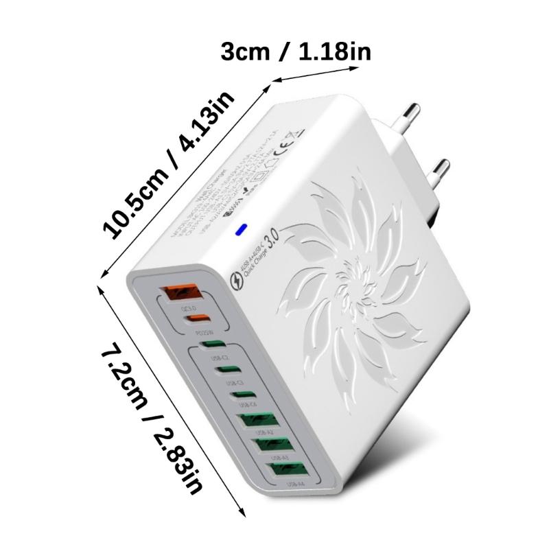 High Speeded USB Charger Adapter 8 Port Intelligent Power Delivery For Simultaneous Smartphones Tablets Multiple Devices