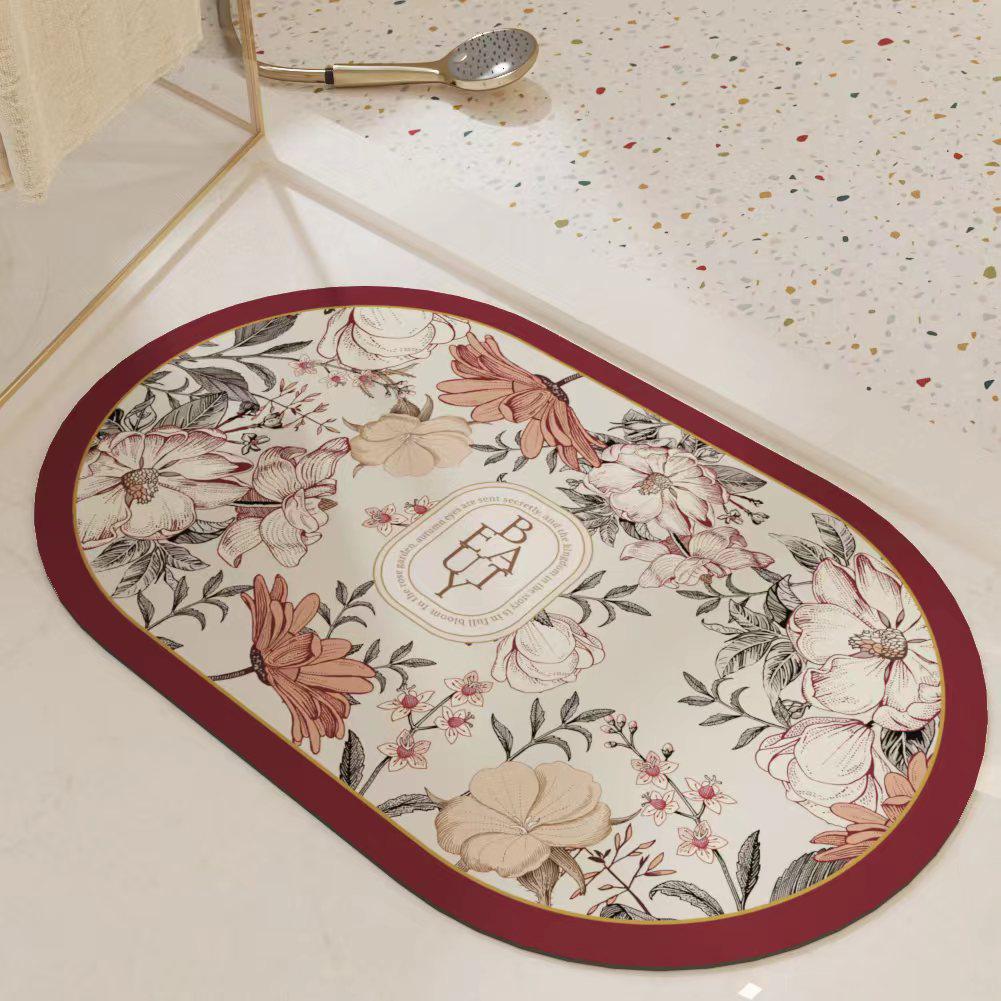 Compact Quick-Dry Absorbent Bathroom Mat - Non-Slip, Thick, Fresh Design for Door & Toilet Areas