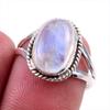 Natural Rainbow Moonstone Gemstone 925 Solid Sterling Silver Ring Size 7 B6K50
