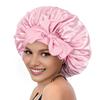 Satin Hair Bonnet for Sleeping Women Double-Layer Faux Silk Cap with Tie Curling