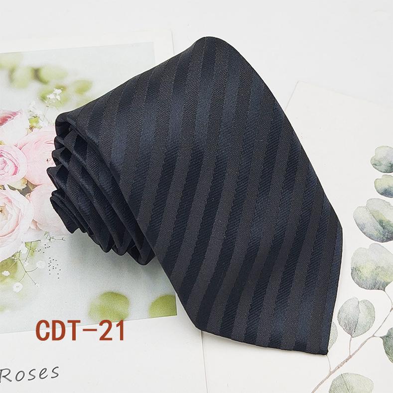 Handmade Men's 8cm Black Grey Striped Jacquard Silk Tie