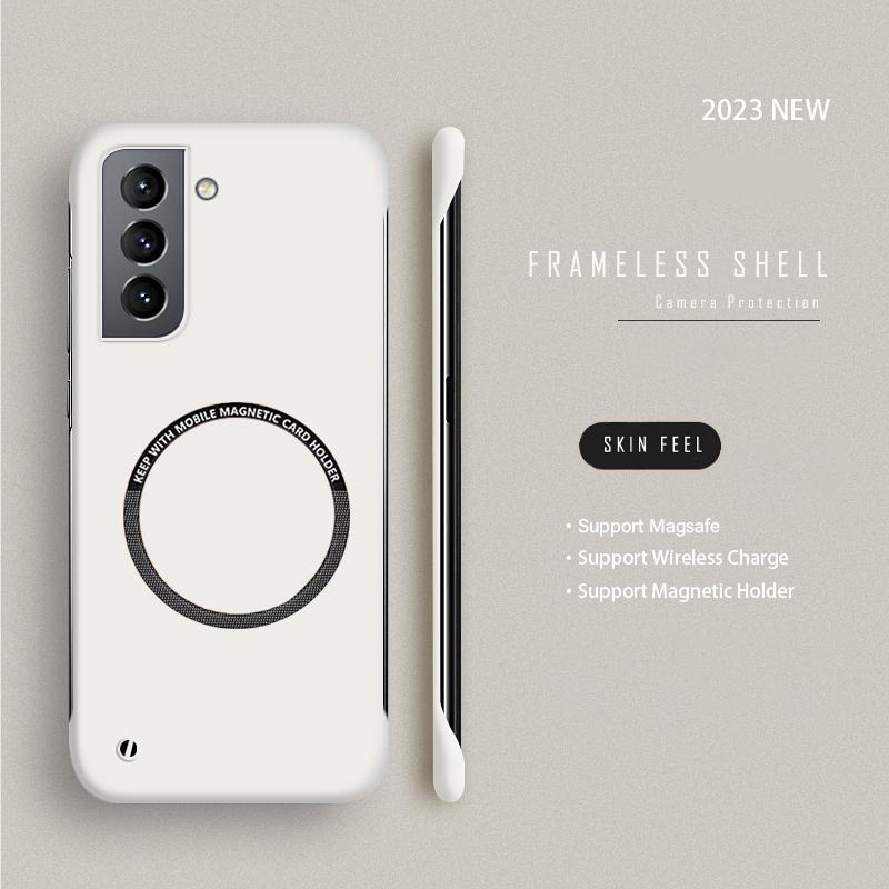 Hard PC Frameless Magnetic Phone Case For Samsung Galaxy S23 S22 S21 S20 FE Plus NOTE 20 S24 Ultra Magsafe Matte Thin Cover