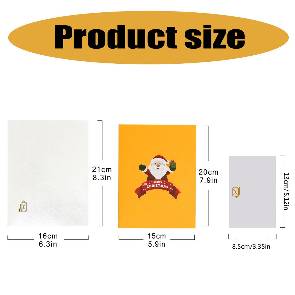 Рождественская 3D-музыкальная поздравительная открытка с огнями, праздничная открытка-сюрприз с конвертом, складная открытка