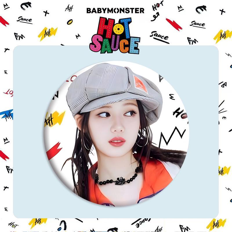 Брелок-зеркальце с значком-подвеской Babymonster "HOT SAUCE" - Товары ASA
