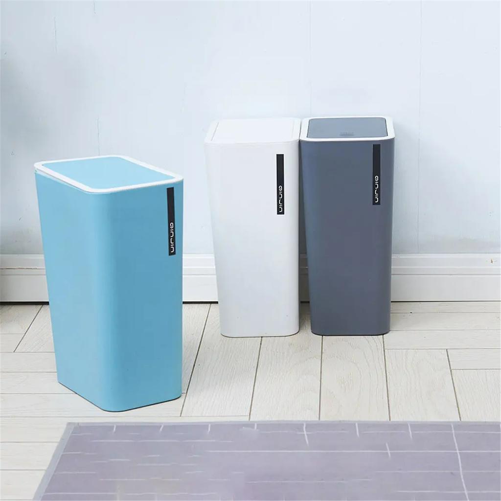 Garbage bin with lid, ultra-thin garbage bin with pressure cover, wall mounted garbage basket, suitable for homes, offices, and bathrooms