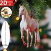 2D Acrylic Horse Pendant Backpack Charm Car Rearview Mirror Pendant Christmas Tree Hanging Ornament Party New Year Decoration