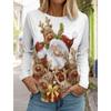 Футболка женская с длинными рукавами Christmas Moose Повседневная праздничная мода Осенние праздничные подарки Топы Одежда Harajuku Женская одежда
