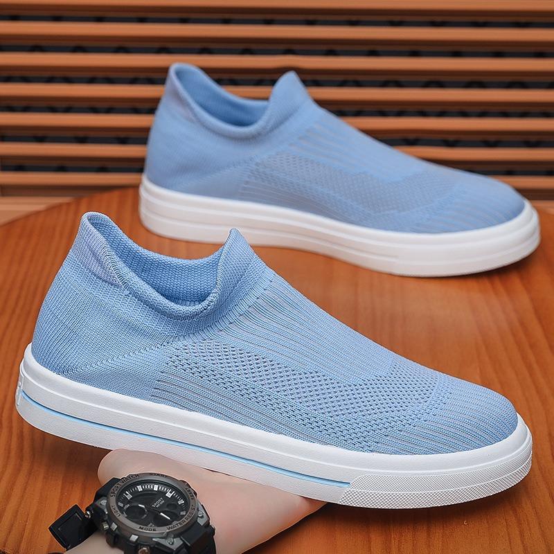 Summer Men's Shoes New Breathable Socks Shoes Men's Versatile Flat-bottomed Fly-woven Mesh Sports Shoes Casual Board Shoes Men