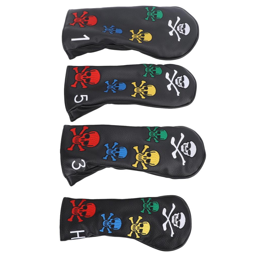 4 шт. чехлы для клюшек для гольфа в виде черепа, чехлы для клюшек для гольфа, красочные чехлы для паттера в виде скелета для вудов