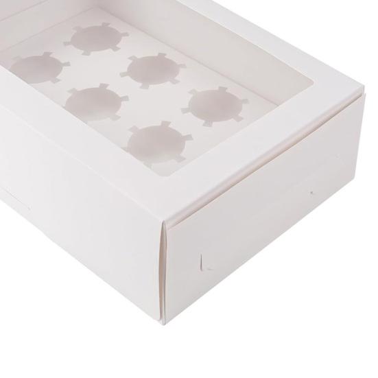 Упаковочная коробка для кексов, 6 шт., со вставкой, 12 слотов, прозрачное окно, пекарня, кексы, кексы, выпечка, десерт, бумажный контейнер, набор коробок для переноски