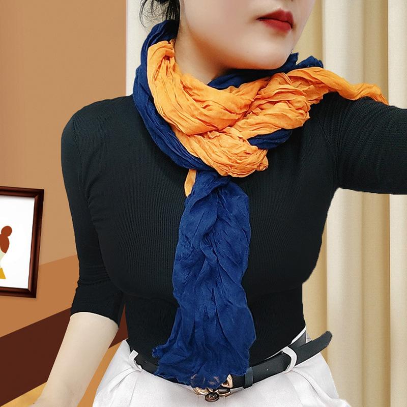 Small Floral Thin Mori Age-reducing Wrinkled Sunscreen Silk Scarf Women's Summer New Versatile Shawl Fashion Trends