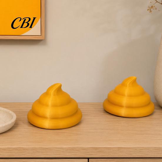 Spiral Layer Design 3D Printed Golden Poop Rotating Figurine, Luck Fortune Desk Decor, Funny Car Easy Clean Ornament Accessory with Turnable