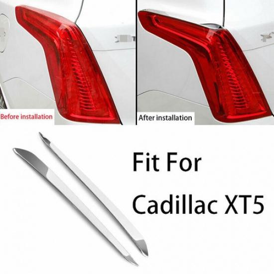 Chrome Steel Rear Tail Light Lamp Strip Trim 2Pcs Fit For Cadillac XT5 2016-20